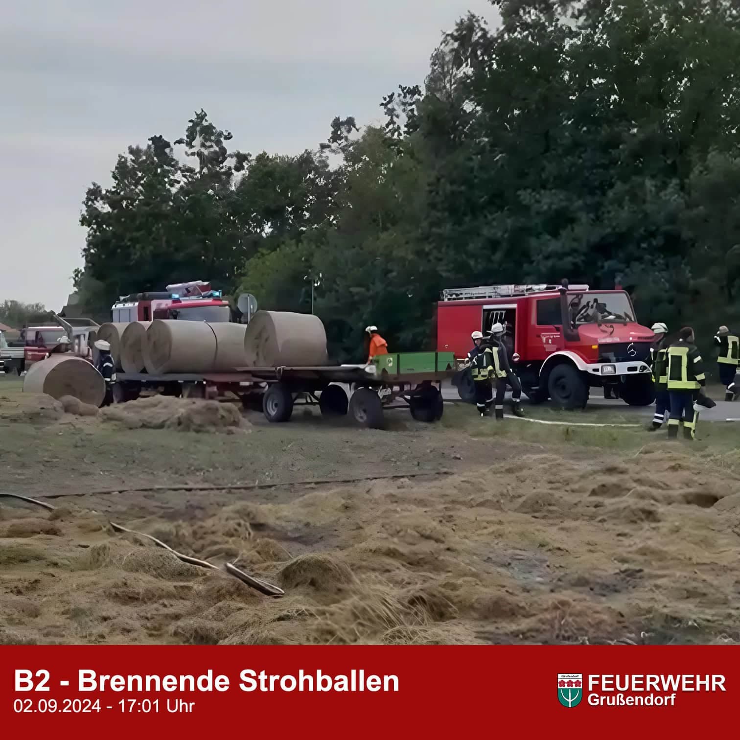 [B2] Brennende Strohballen